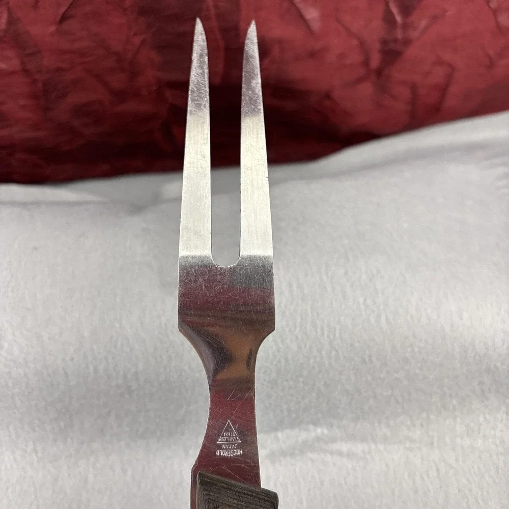 VTG Emperor Steel Stainless Meat Serving Fork‎ Wood Handle Household Japan 11